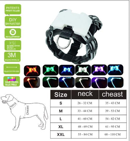 Super Cool Luminous Dog harness (All Sizes) - LED Rechargeable