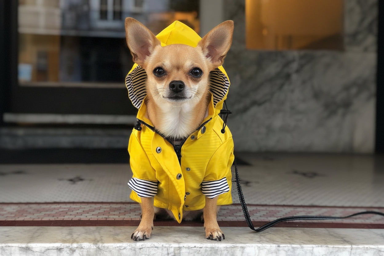 Classic Retro Windproof Padded Dog Raincoat