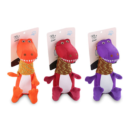 Stimulating Dinosaur Dog Toy with Sound and Chew Features