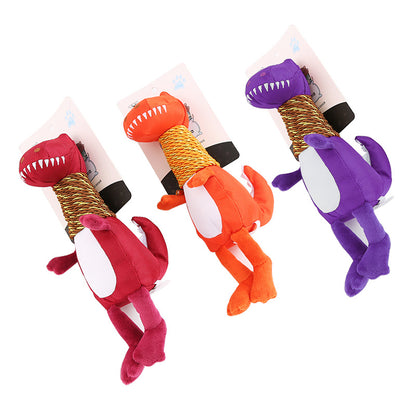 Stimulating Dinosaur Dog Toy with Sound and Chew Features