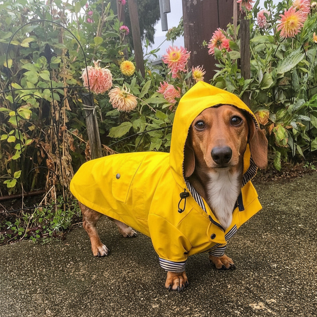 Classic Retro Windproof Padded Dog Raincoat