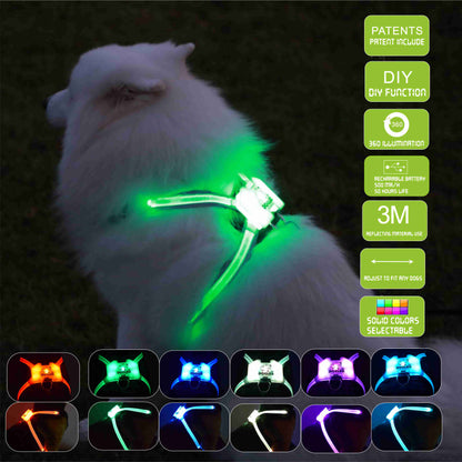 Super Cool Luminous Dog harness (All Sizes) - LED Rechargeable